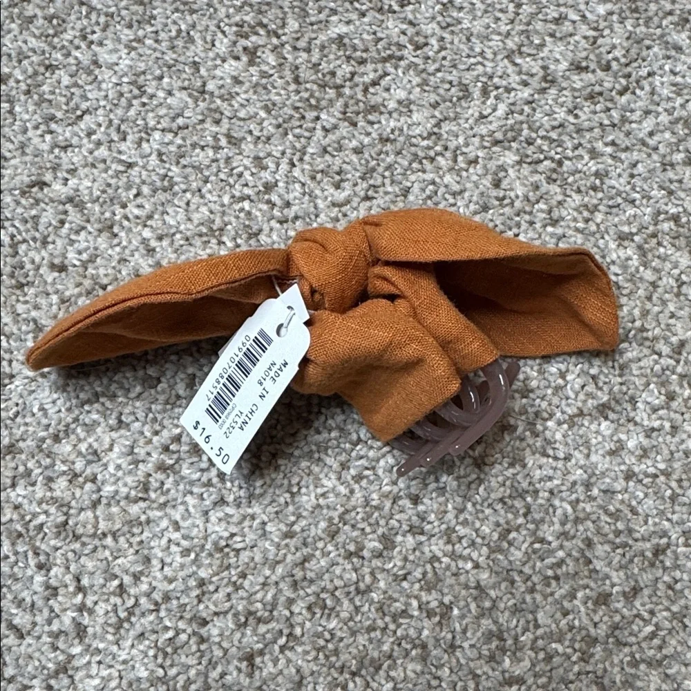 Madewell Bow Claw Hair Clip Ochre Fresco Cotton Hair Accessory NWT
